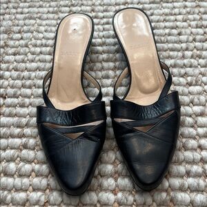 Bally Black Leather Cross-Strap Mules
